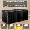 Black Fitted Table Skirt for 6FT Rectangular Tables, 72"L x 30"W x 29"H, Spandex Stretch Tablecloth