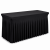 Black Fitted Table Skirt for 6FT Rectangular Tables, 72"L x 30"W x 29"H, Spandex Stretch Tablecloth