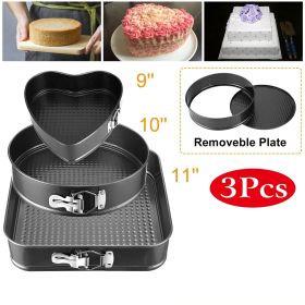 Springform Cheesecake Pans 3 Pack, Heart, Round & Square Shapes, 9 10 11 Inch BPA Free Nonstick Cake Molds for Home Baking