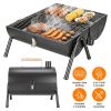 Outdoor Portable Charcoal Barbecue Grill, Dual Airflow Control Design, Includes Grill Grates & Wood Handle Skewers for Family Gathering Cooking