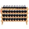 36 Bottle Stackable Modular Wine Rack, 4-Tier Solid Bamboo Wood Storage Racks, Floor Freestanding Wines Holder Display Shelf