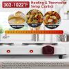 Portable Infrared Dual Hot Plate - 2 Burners for Simultaneous Cooking, 302-1022 Stepless Temp, Auto Shut-Off, Easy Wipe Clean