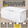 White Fitted Table Skirt for 6FT Rectangular Tables - Spandex Stretch Tablecloth Cover, 72"L x 30"W x 29"H