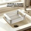 Expandable Stainless Steel Sink Storage Rack, Adjustable Multi Purpose Kitchen Sink Caddy for Sponge, Brush & Soap, Countertop Drain Basket