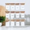High Borosilicate Glass Spice Jar with Label and Bamboo Lid (24 x 8 Ounces), Spice Container with 72 Printed Labels and 20 Handwritten Labels