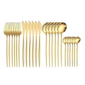 24pcs Dining Room Dinnerware Set Stainless Steel Cutlery Set (Color: Gold, type: Flatware Set)