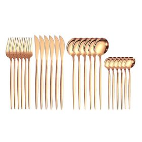 24pcs Dining Room Dinnerware Set Stainless Steel Cutlery Set (Color: Rose Gold, type: Flatware Set)
