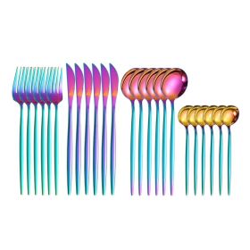 24pcs Dining Room Dinnerware Set Stainless Steel Cutlery Set (Color: Multicolor, type: Flatware Set)