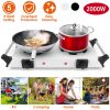 2000W Dual Burner Electric Hot Plate, 5 Temperature Settings (392-932), Portable Countertop Stove for All Flat Cookware, Fast & Even Heating