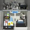 1/2pcs kitchen rack for sink organization and storage, under sink organization, sliding pull-out cabinet organization rack, metal sliding drawer
