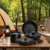 12pcs Camping Cookware Set, 2 Colors Nonstick Pots And Pans, PFAS-Free Ceramic Coating, Space-Saving Detachable Handle, Campfire & Induction Safe